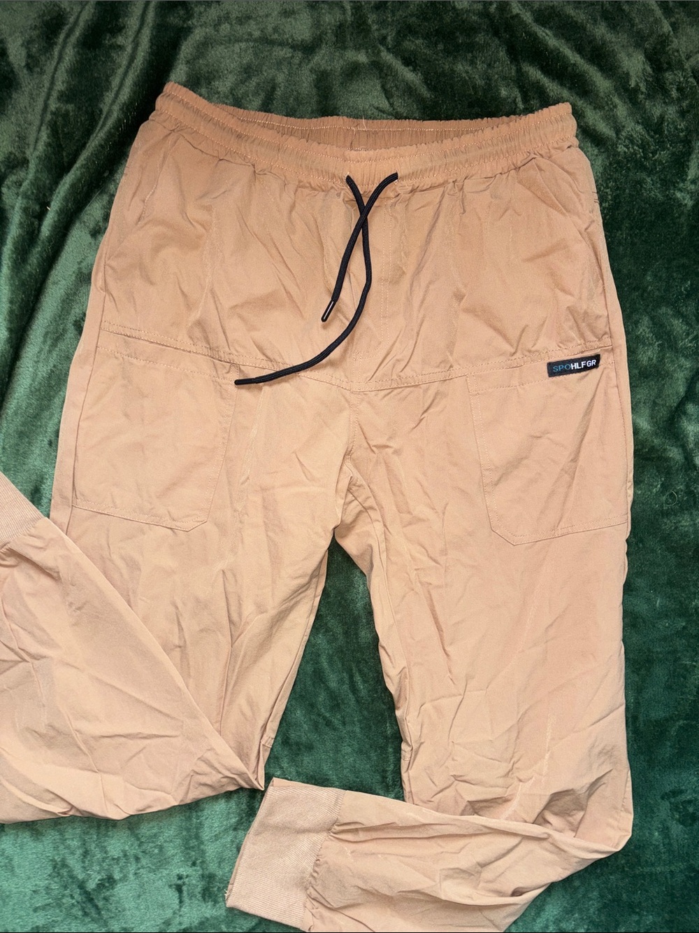 Men’s Tan Drawstring Pants with Back Pockets